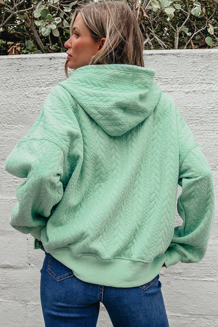Cable Textured Baggy Solid Hoodie