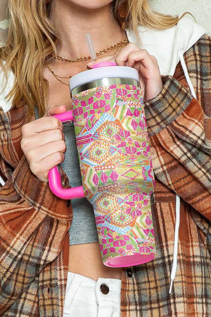 Geometric Print Stainless Steel Large Vacuum Cup 40oz