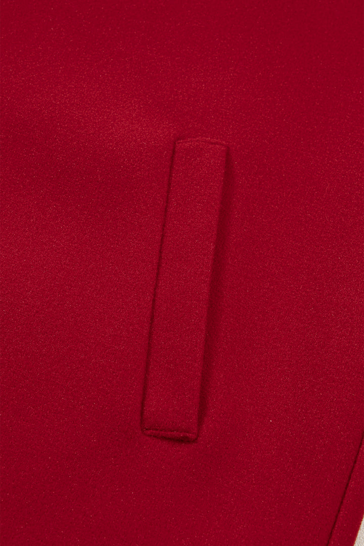 Racing Red Contrast Cuffed Drop Shoulder Zip up Tunic Hoodie