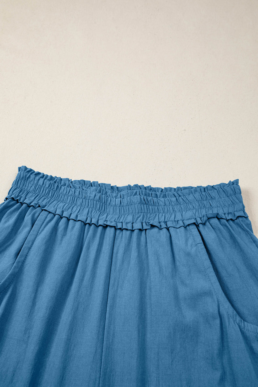 Prussian Blue Smocked Waist Casual Jogger Style Pants