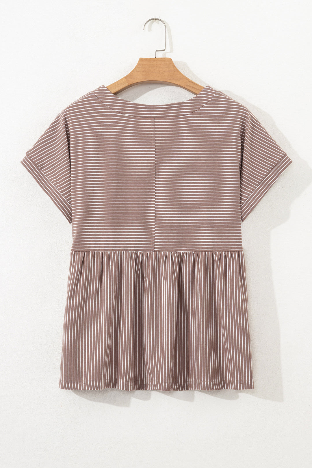 Buttoned V Neck High Low Side Slit T Shirt