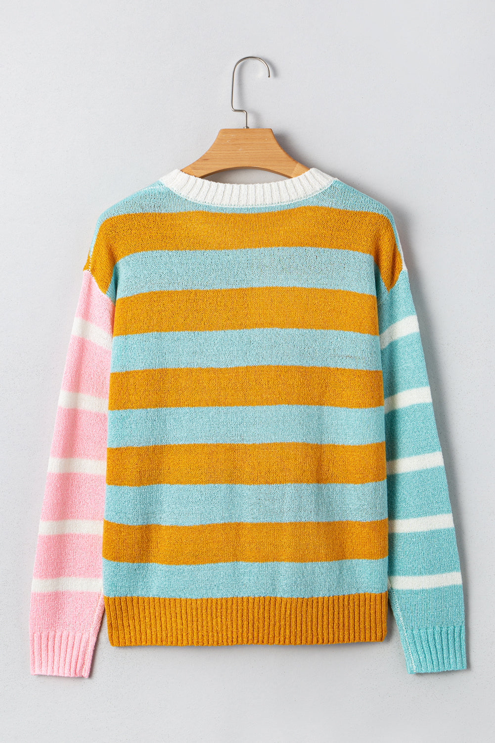 Color Block Striped Pullover Sweater