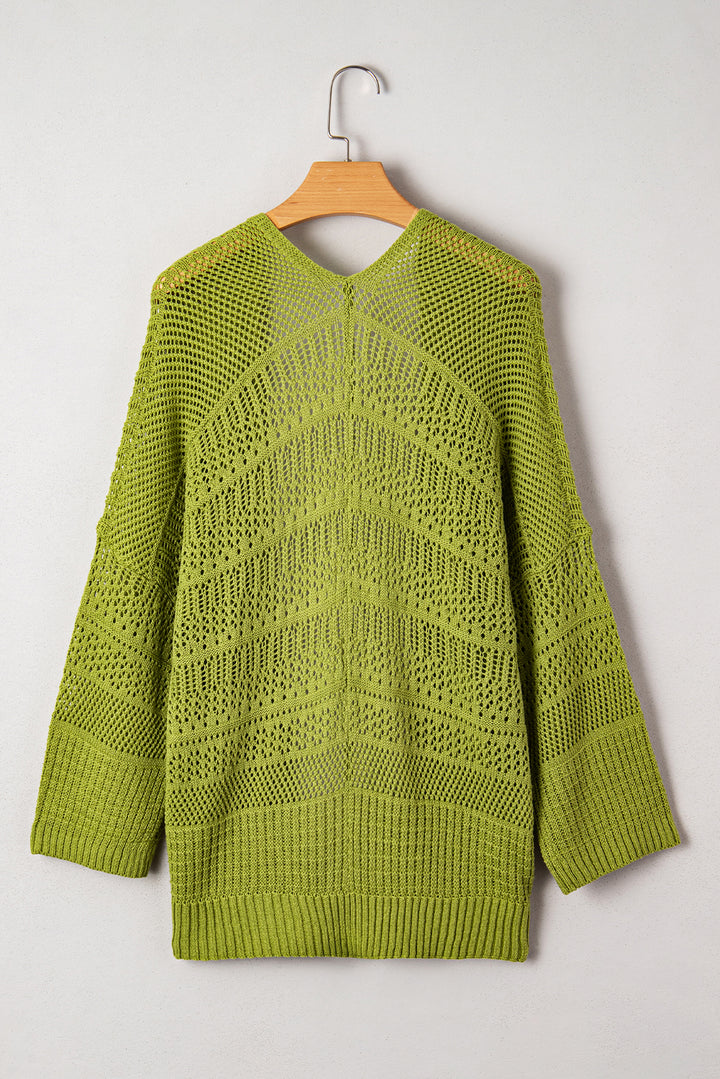 Oversize Crochet Knit Open Cardigan