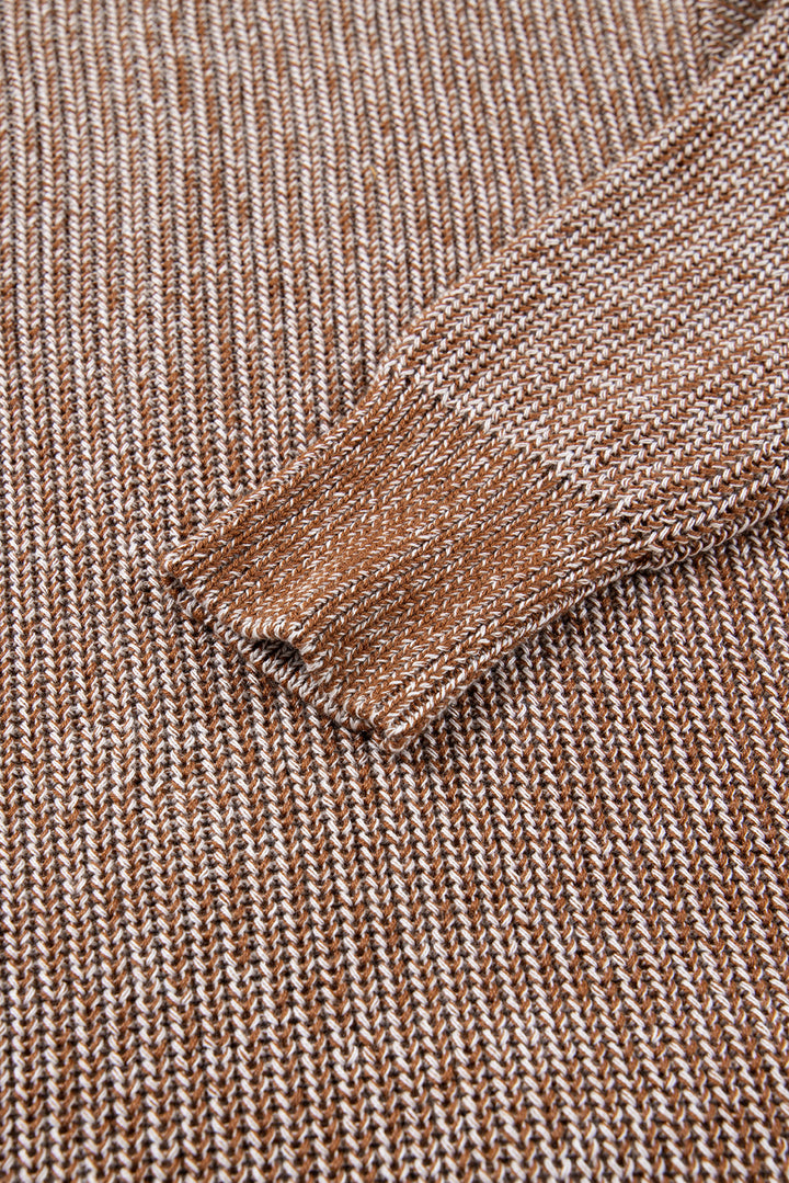 Straw Yellow Solid Open Knit Cardigan with Pockets