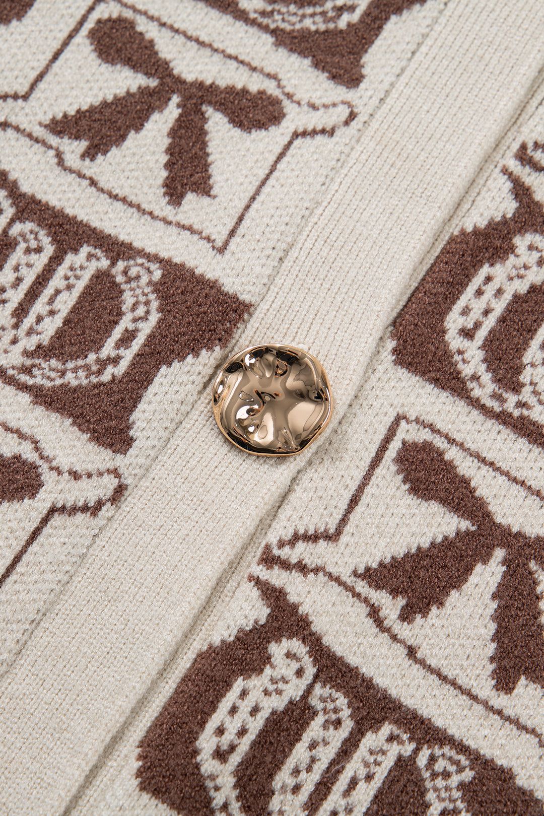 Brown Western Horseshoe Bow Pattern Sleeveless Knit Sweater