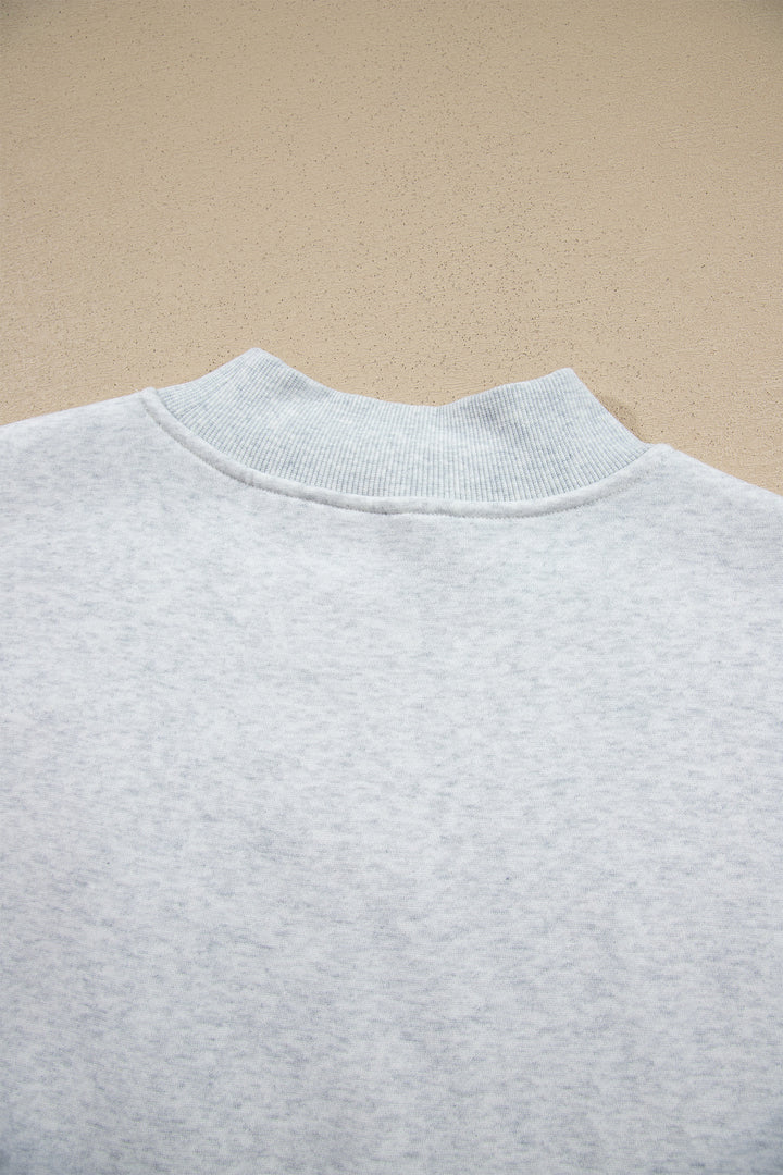 Light Grey GOD IS GOOD Appliqué Embroidery Mock Neck Pullover Sweatshirt