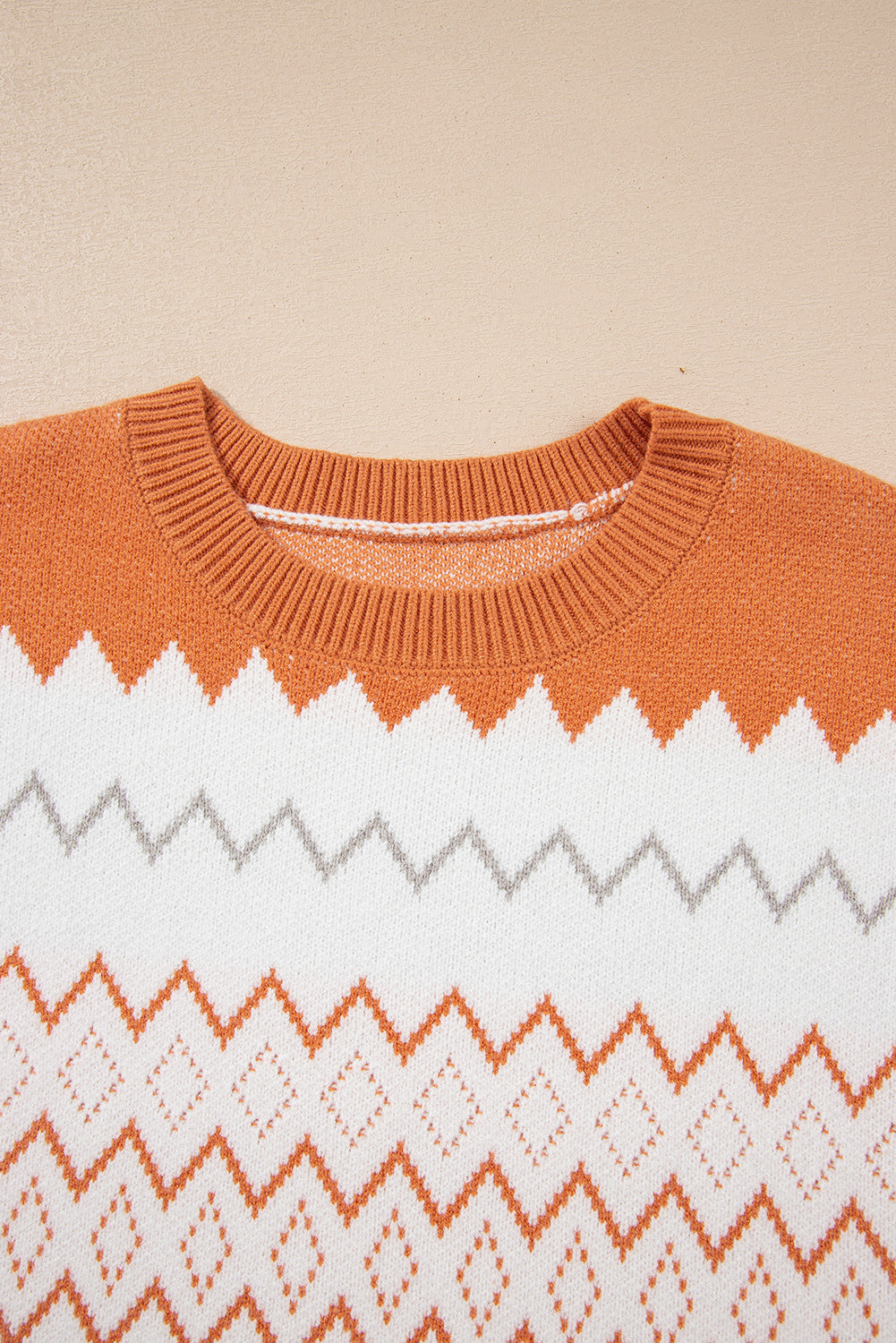 Zigzag Geometric Pattern Knitted Pullover Sweater