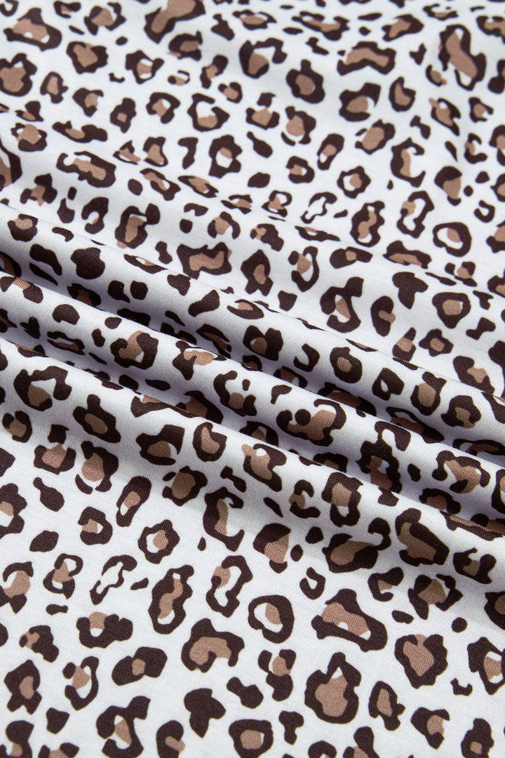 Khaki Contrast Trim Plus Size Leopard Vest