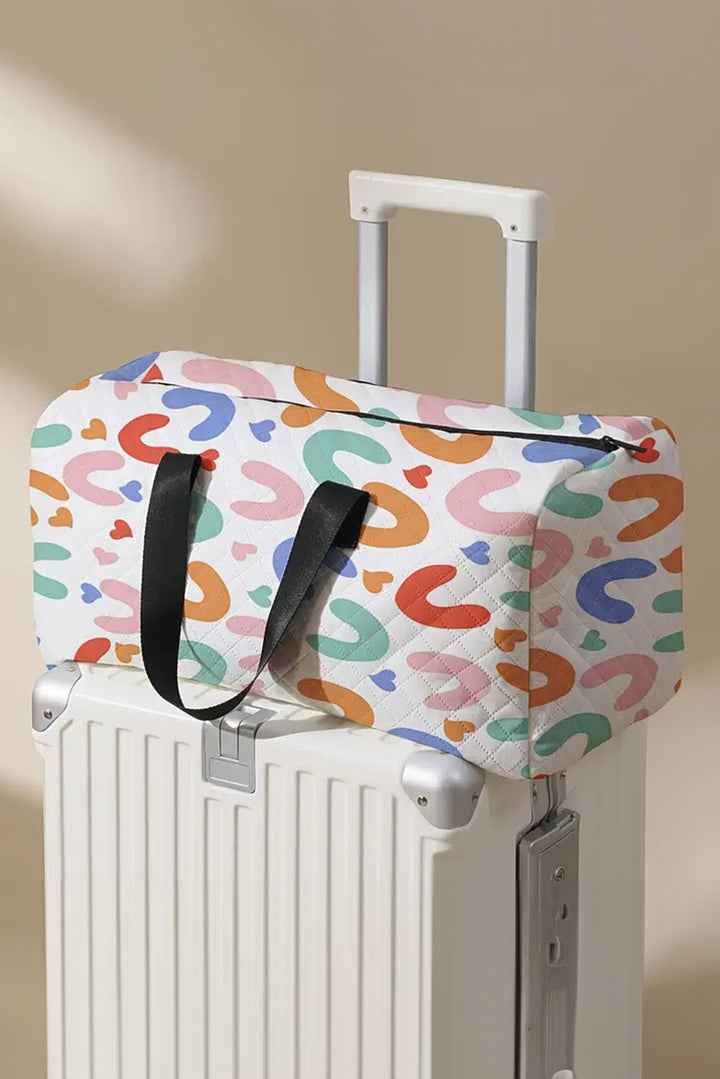 Grand sac de sport matelassé à fermeture éclair et imprimé en forme de cœur