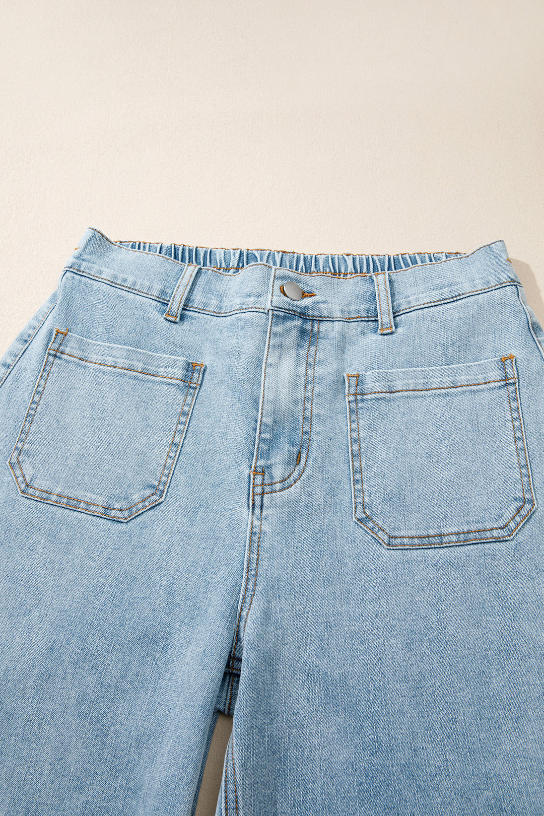 Beau Blue Solid Full-Length Regular Pocket Detail Denim Jeans