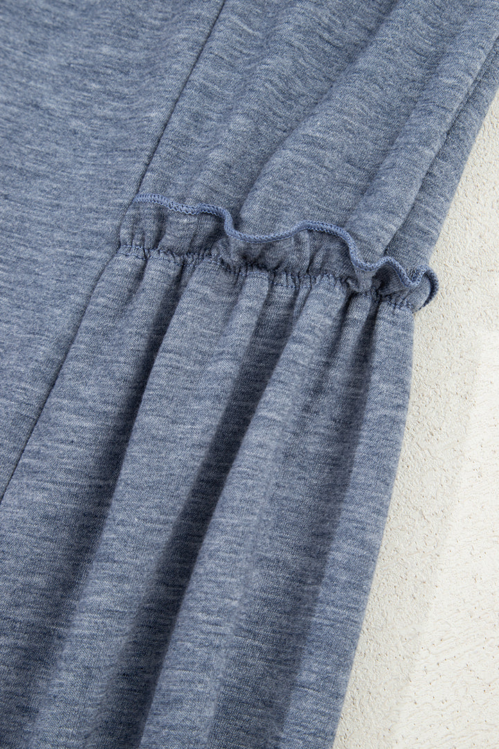 Frilled Detail Wide Leg Drawstring Elastic Waistband Pants
