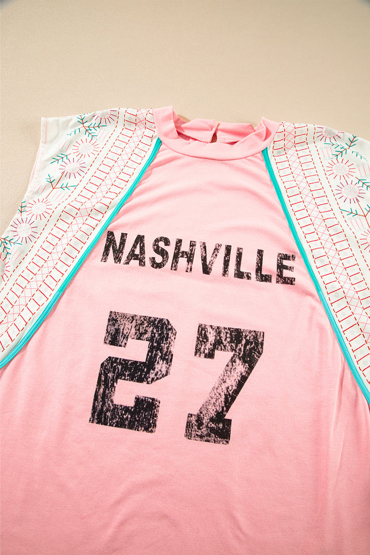 Vintage Nashville Printed Patchwork Tank Top