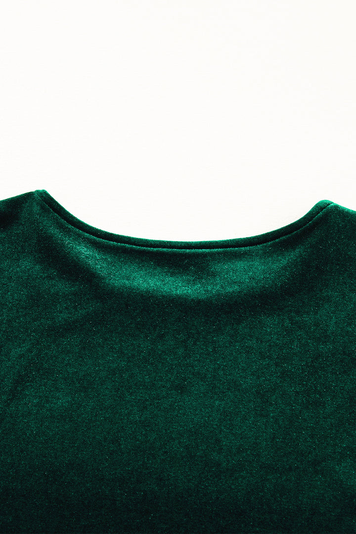 Evergreen Sequin Puff Sleeve High Waist Tiered Velvet Mini Dress