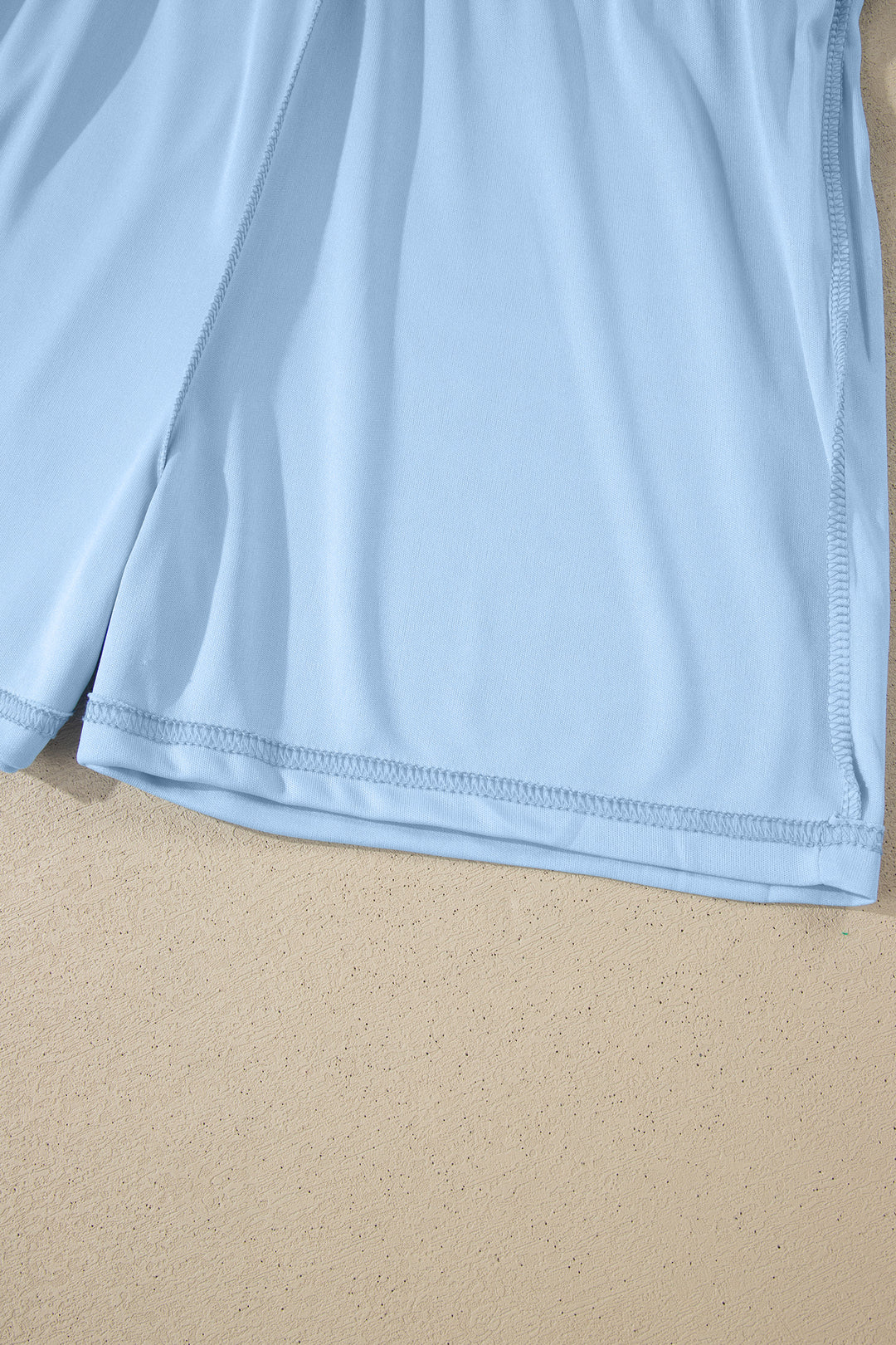 Sky Blue Ribbed Colorblock Trim Sporty Pullover Mini Skort 2pcs Athleisure Set