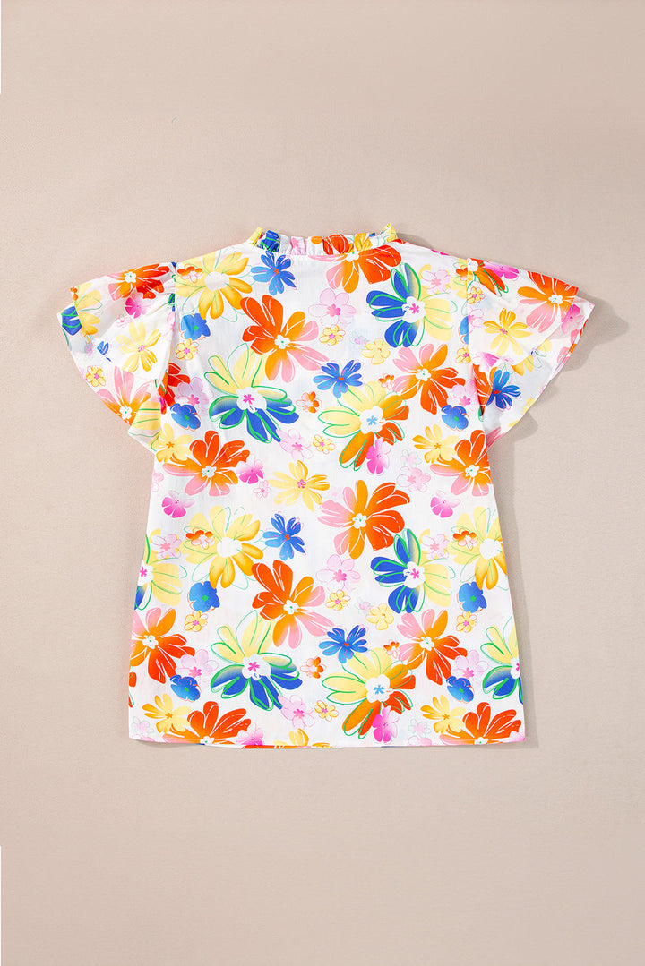 Floral Bouquet Flutter Top