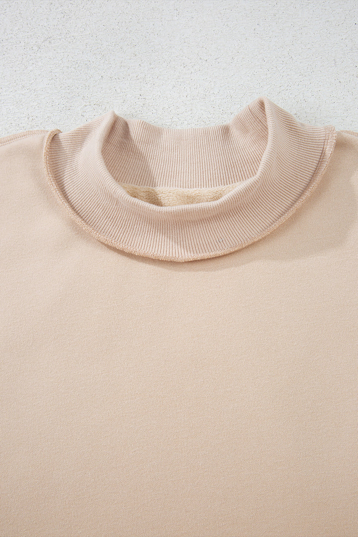Oversize Drop Shoulder Reversible Mock Neck Sweatshirt
