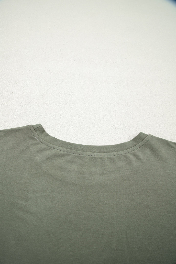Laurel Green Solid Color Oversize Tee Tie Wrap Mini Skort 2pcs Set
