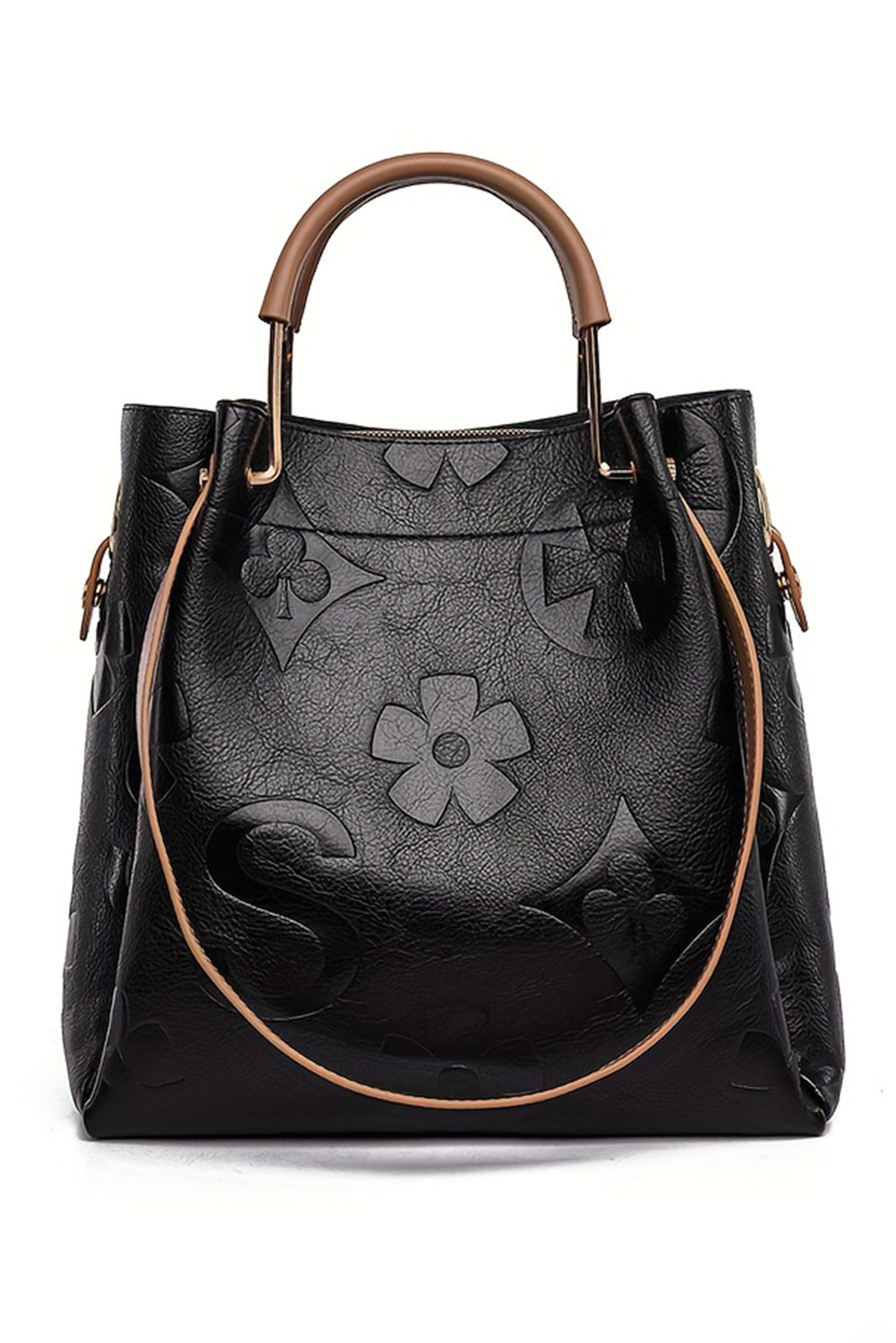 Sac à bandoulière multifonction en cuir gaufré avec poignée