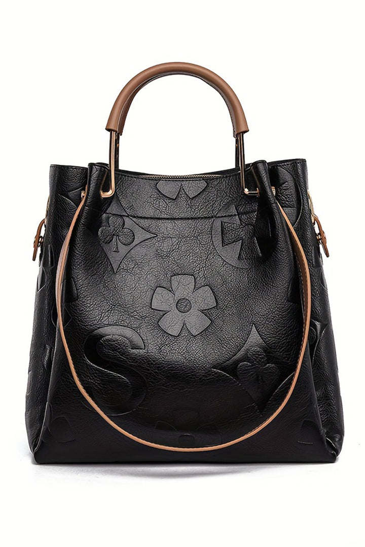 Sac à bandoulière multifonction en cuir gaufré avec poignée