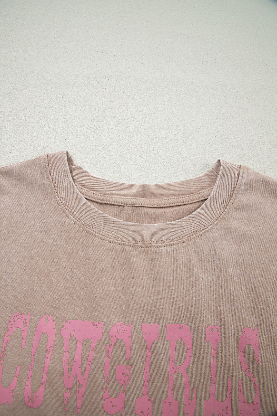Smoke Gray COWGIRLS DONT CRY Western Graphic Mineral Wash Tank Top