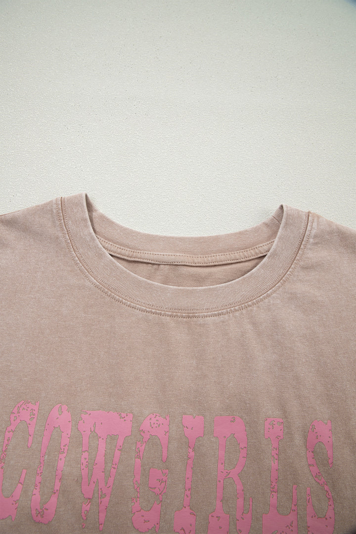 Smoke Gray COWGIRLS DONT CRY Western Graphic Mineral Wash Tank Top