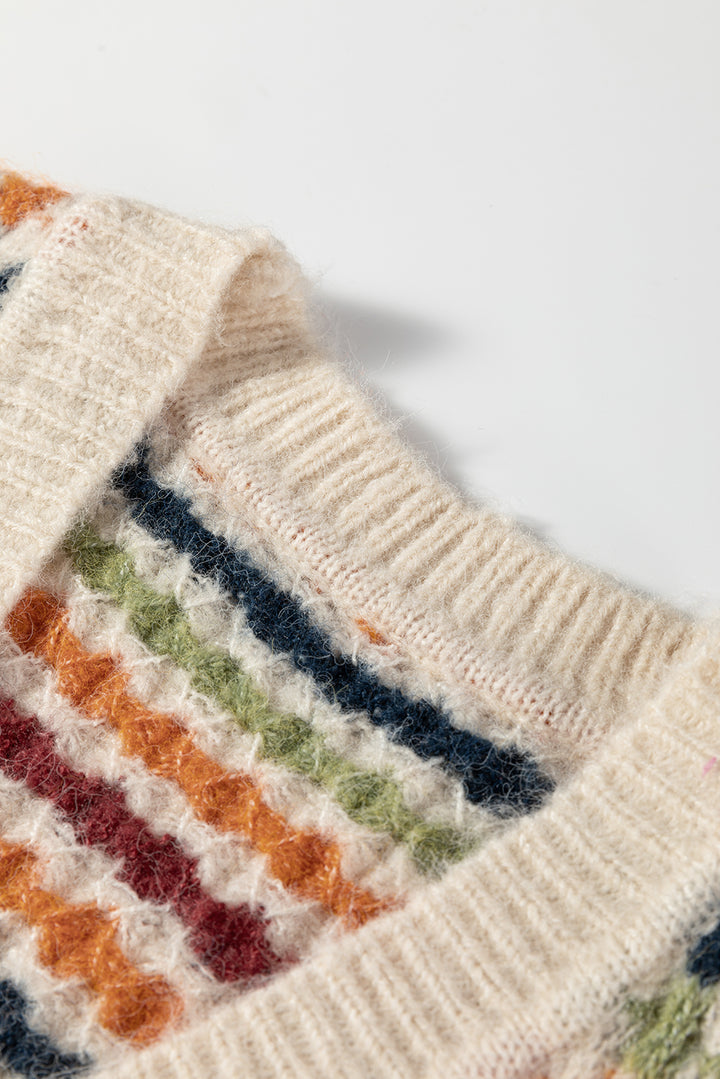 Multicolour Dotty Pattern Knit Button Front Sweater Cardigan