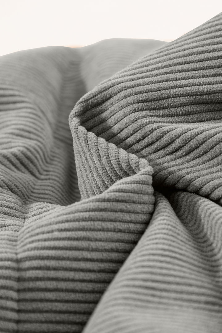 Gray Corduroy Stand Neck Zipped Puffer Vest