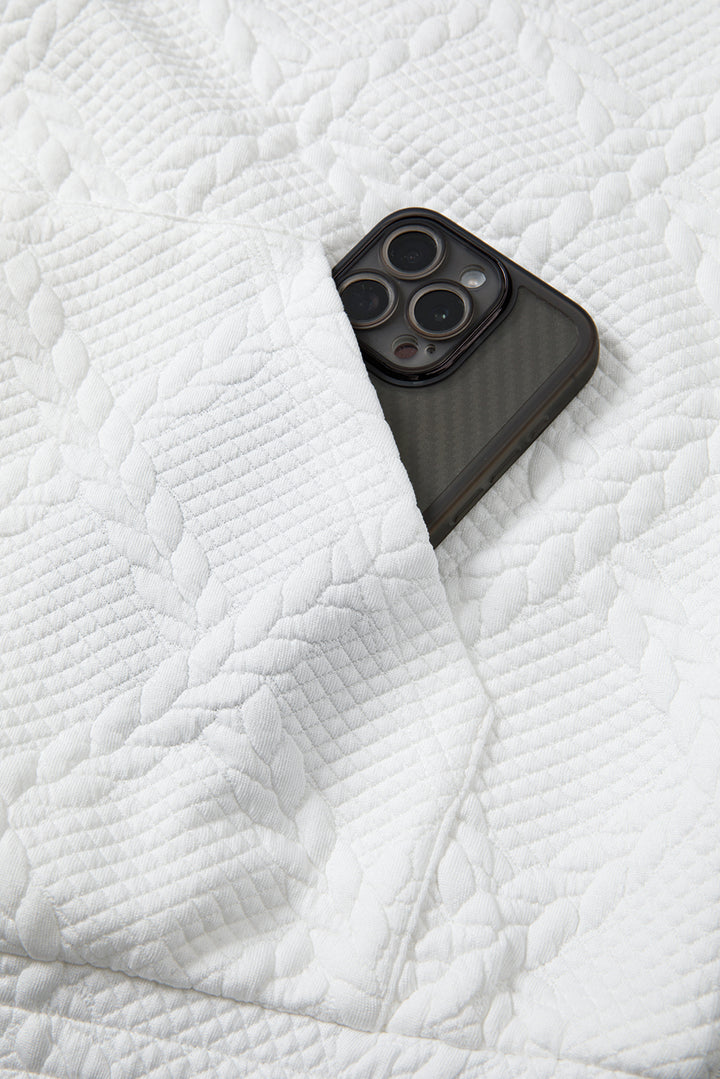 Cable Lattice Texture Kangaroo Pocket Hoodie