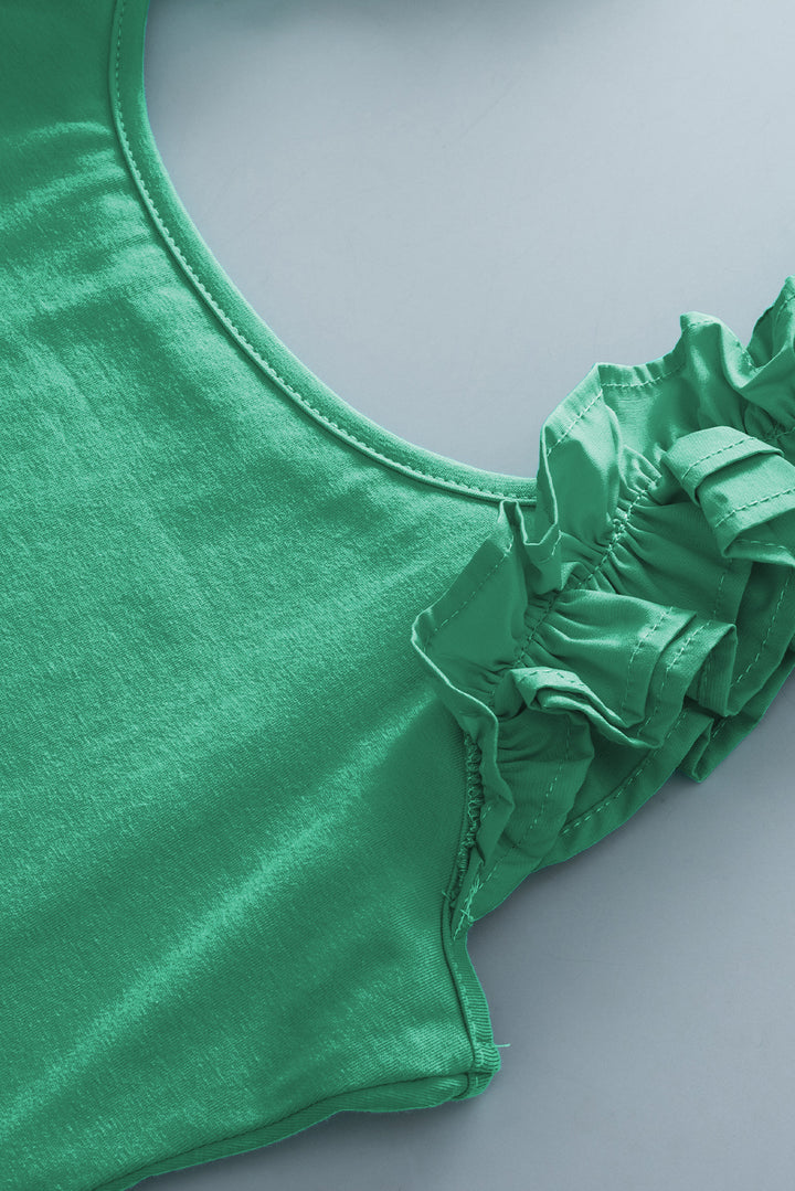Ruffled Wide Straps Slim Tank Top