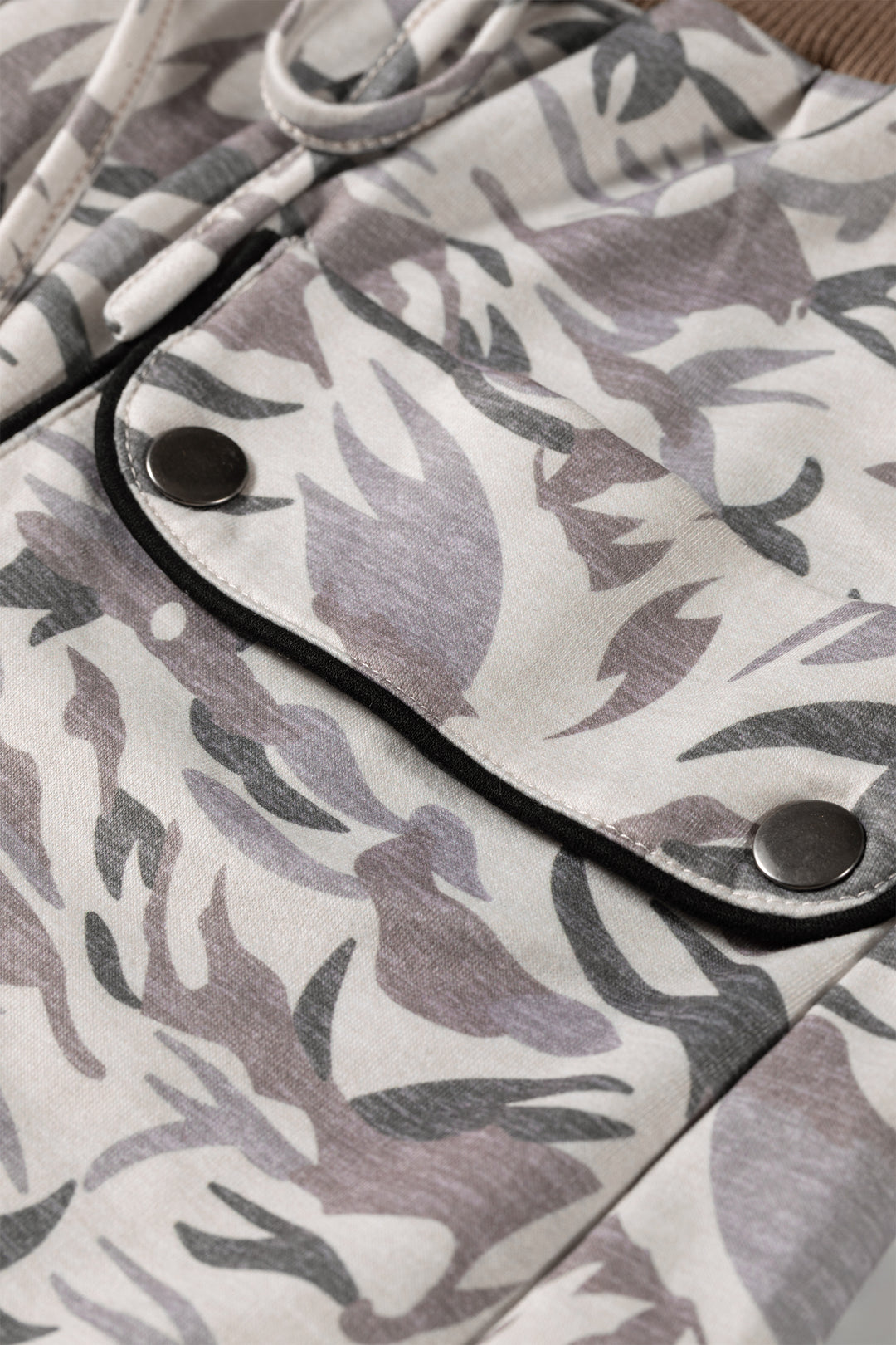 Khaki Drawstring Contrast Waistband Camouflage Joggers Pants