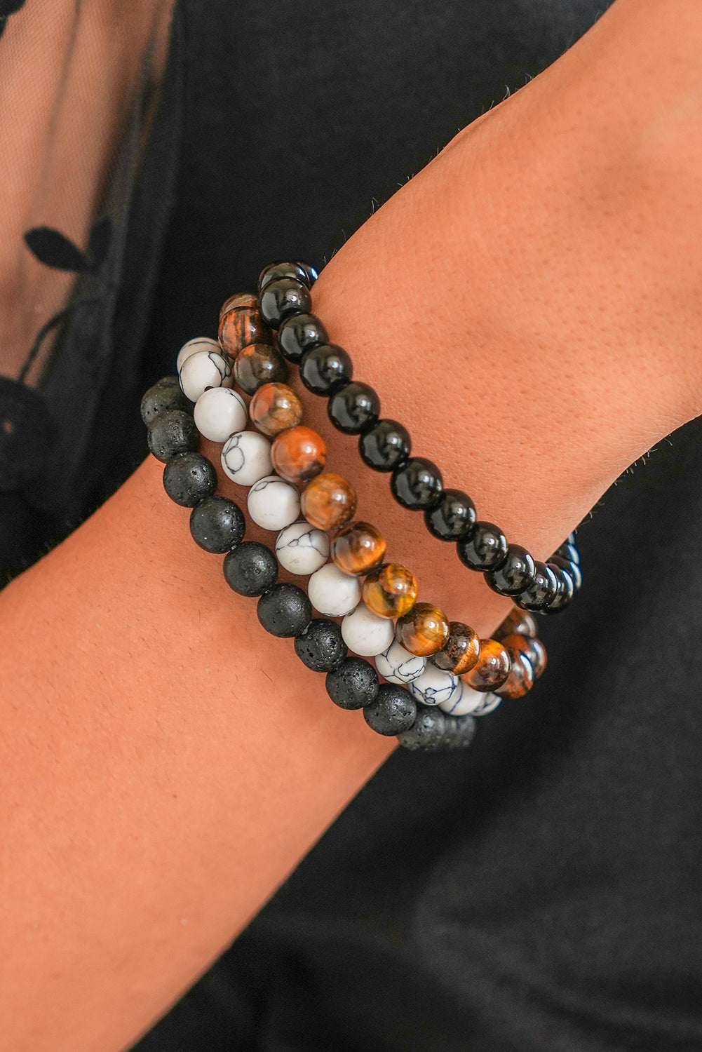 Retro Perlen Kristall 4er Armband Set