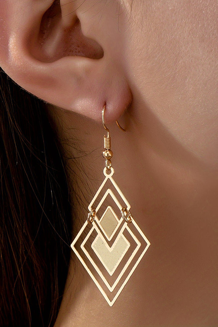 Vintage Geometric Plated Alloy Dangle Earrings