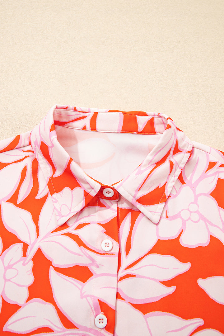 Botanical Print Single Chest Pocket Button Up Shirt