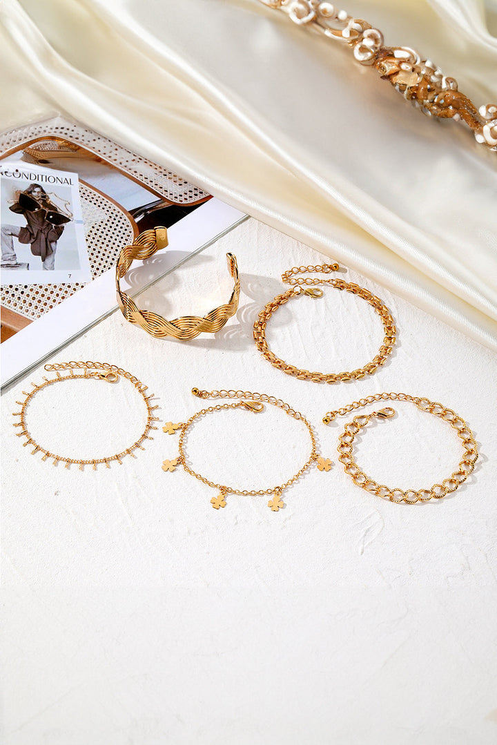 Ensemble de bracelets ajustables plaqués multicouches avec breloque trèfle