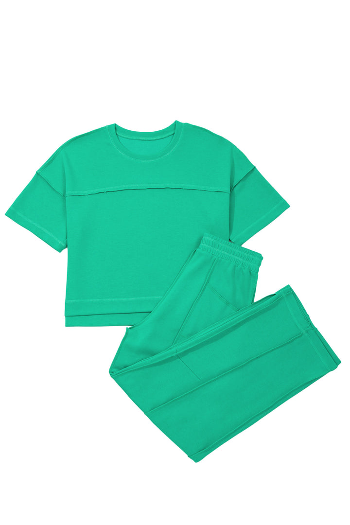 Mint Green Drop Shoulder Boxy Tee and Barrel Pants Set