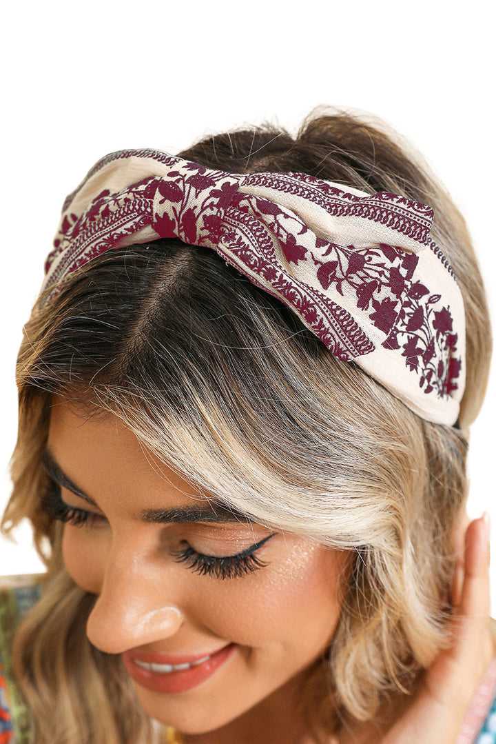 Retro Floral Vine Printed Bow Knot Headband