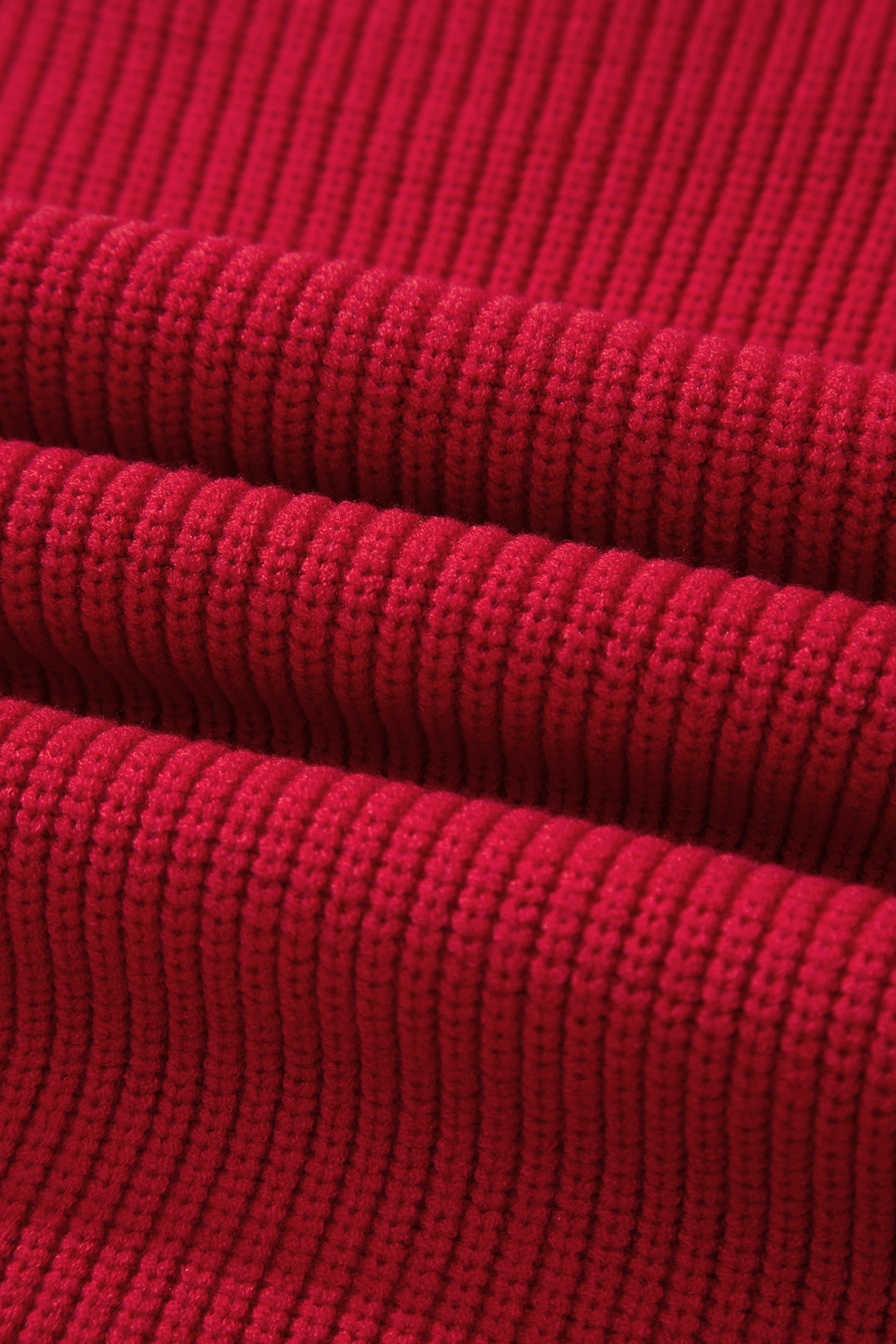 Red Dahlia Ribbed Knit Stand Neck Regular Fit Pullover Sweater