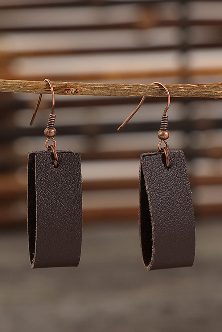 Boucles d'oreilles pendantes en cuir PU circulaire