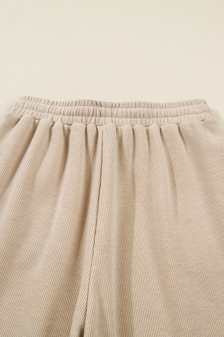 Jet Stream Lace Drawstring Pullover Hoodie and High Waist Pants Corduroy Suit