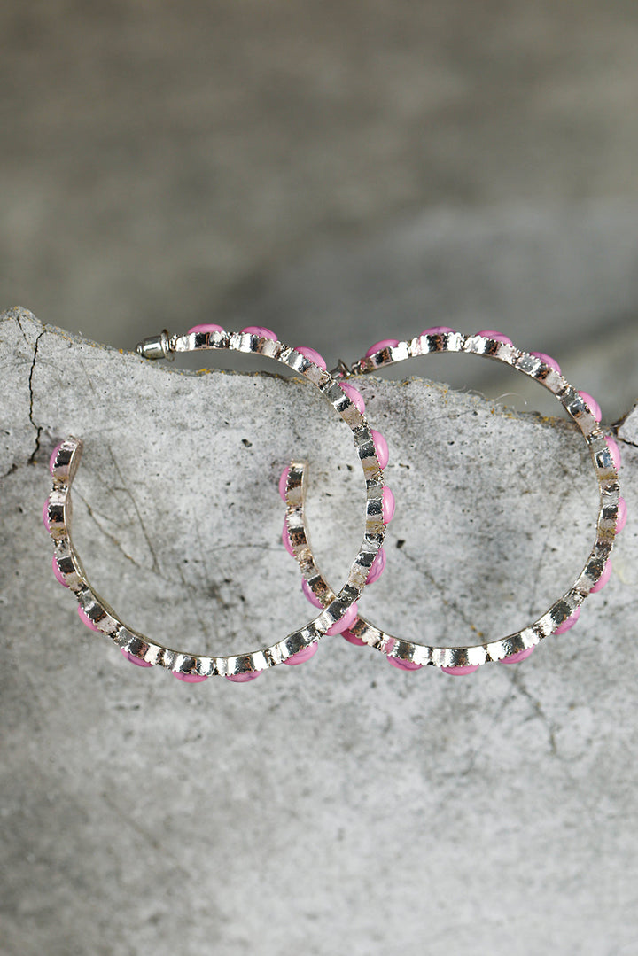 Boucles d'oreilles rétro en forme de C avec incrustation de pierres précieuses