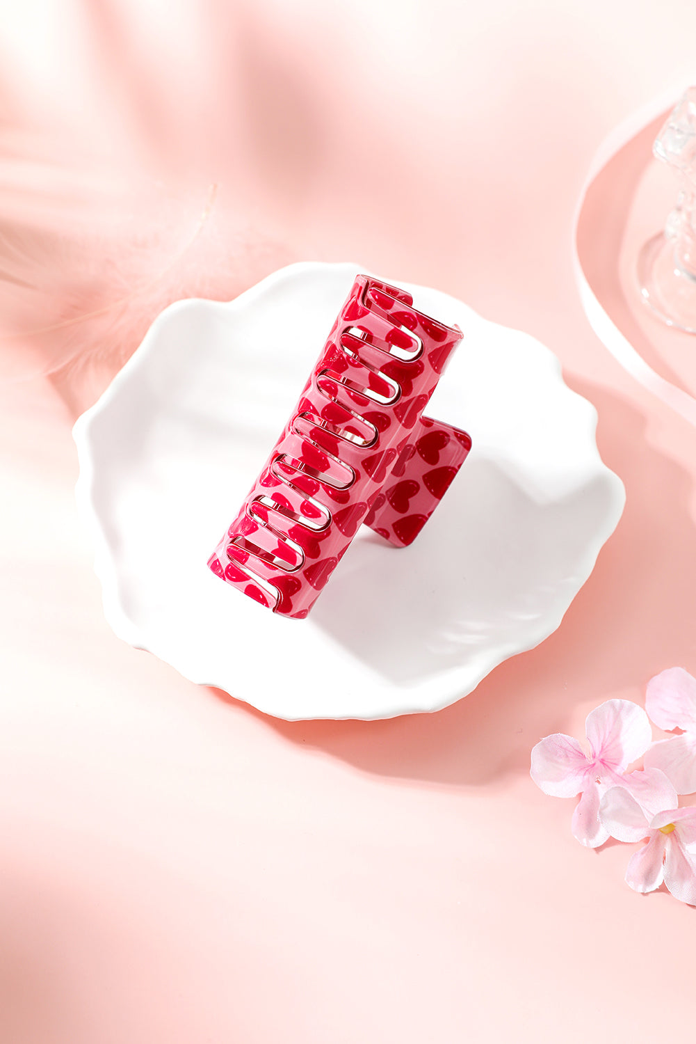 Heart Print Hollow Out Square Hair Claw Clip