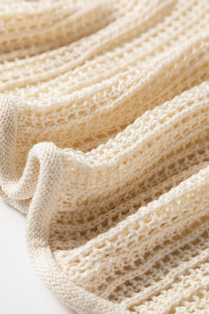 Parchment Hollow Out Knit Star Pattern Accent Plus Size Jumper