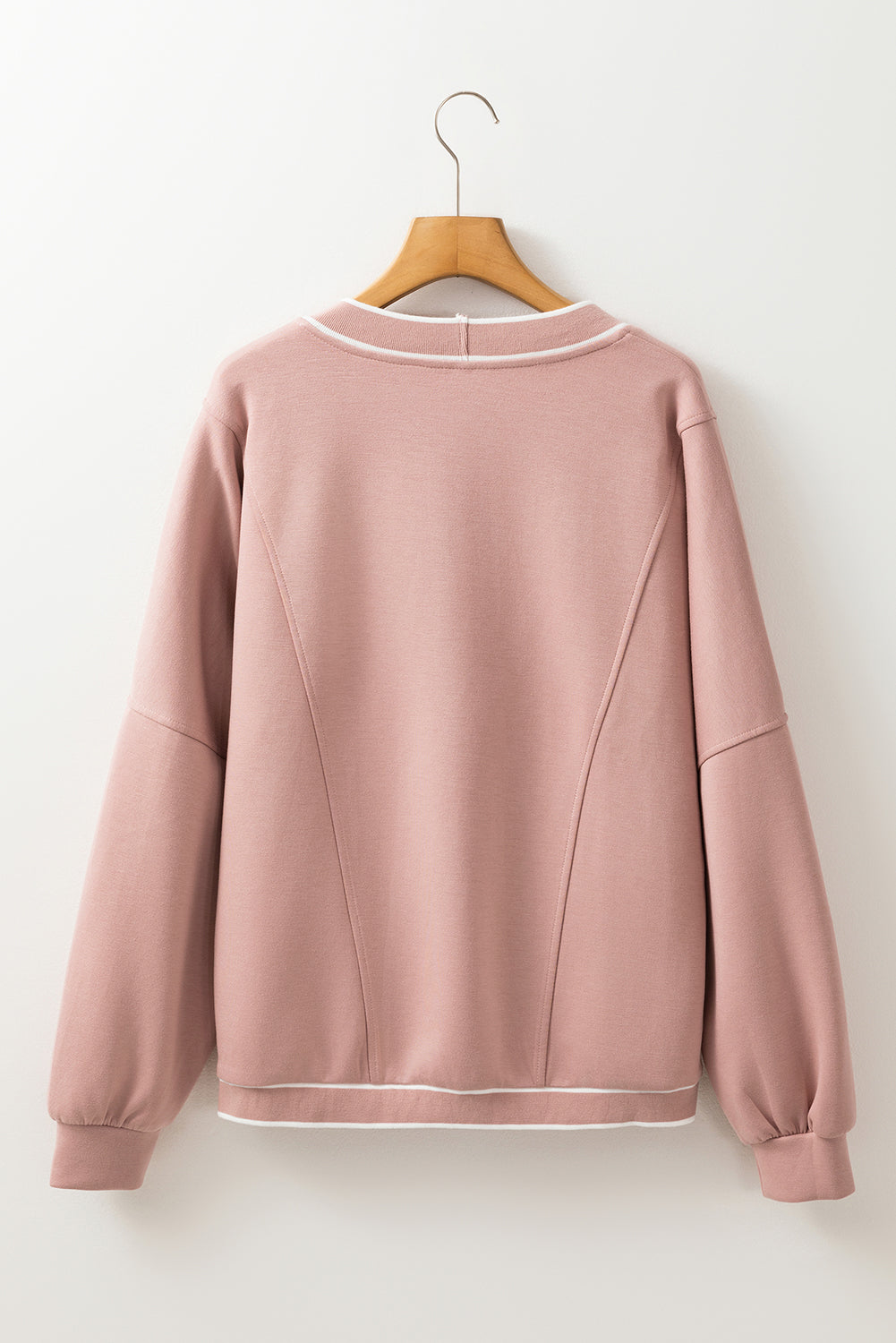 Pink Stripe Contrast Trim Buttoned Front Pocketed Knit Cardigan