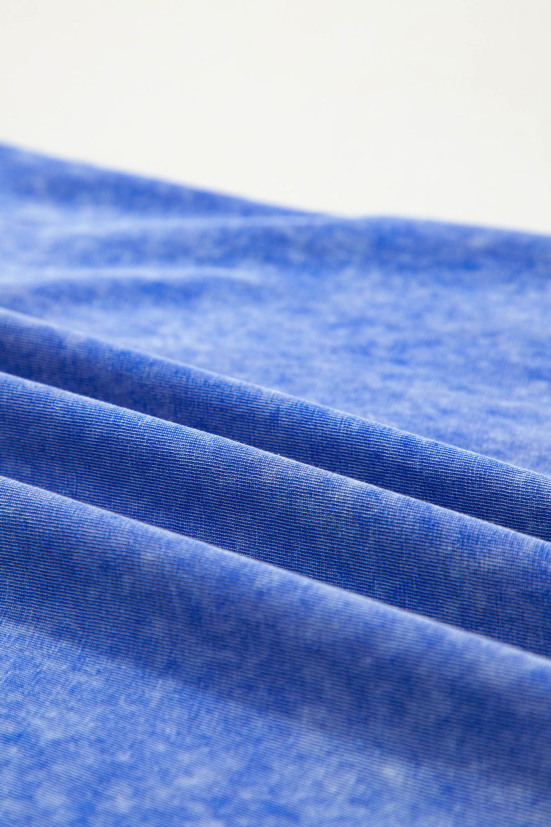 Sky Blue Mineral Wash Raw Seam Lace Sleeve Cotton Tee