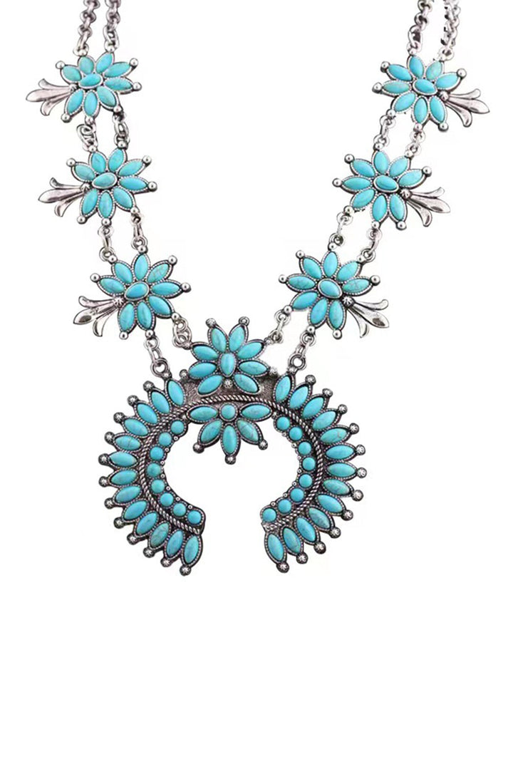 Collier double chaîne à décor turquoise occidental