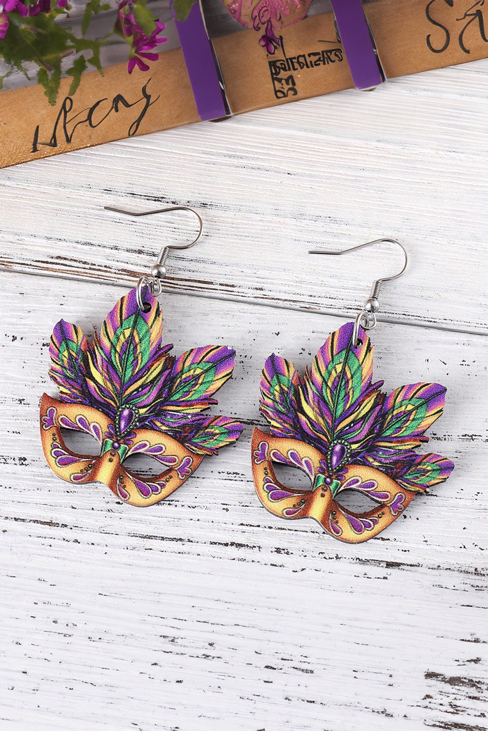 Boucles d'oreilles pendantes à crochets Masque de Mardi Gras