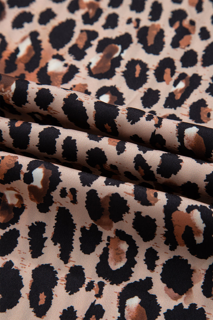 Black Striped Leopard Print Patchwork Button Up Womens Shirt
