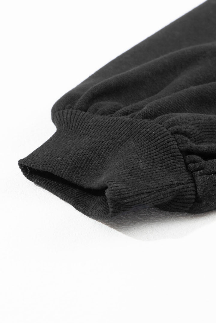 Washed Snap Buttons Lantern Sleeve Pullover Sweatshirt