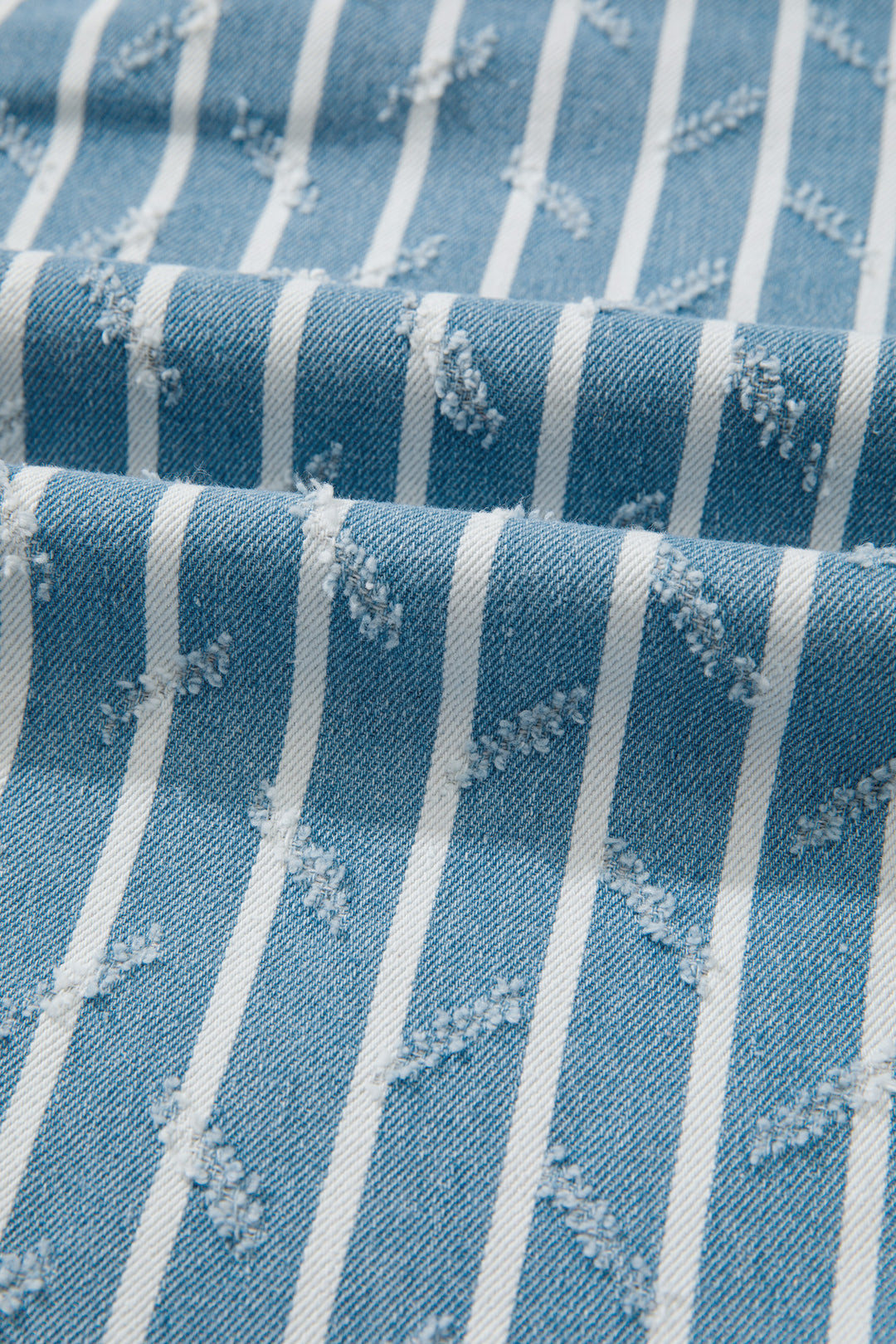 Myosotis Striped Distressed Ruffled Wide Leg Denim Overalls