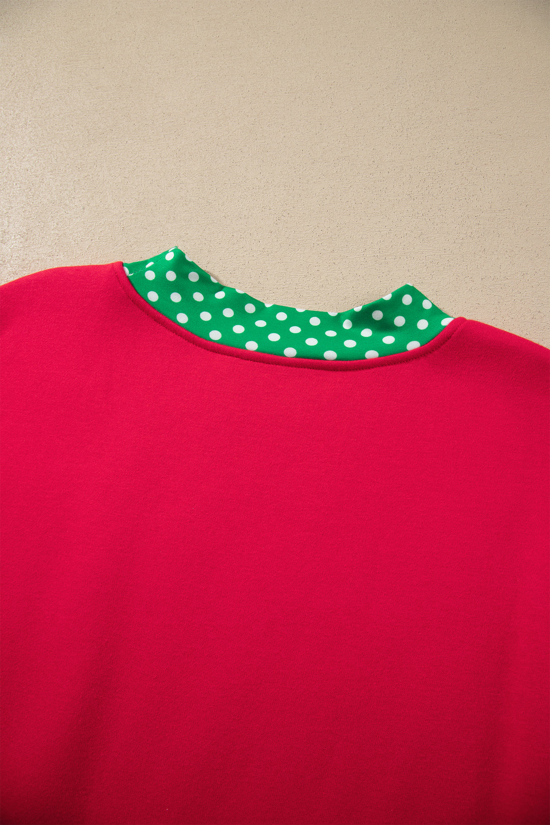Racing Red Colorblock Polka Dot Contrast Trim Oversized Sweatshirt